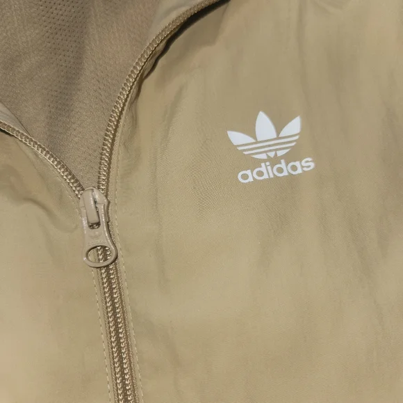 Adidas youth windbreaker full zip jacket size 14-15 vintage style tan/pink/white - Picture 4 of 6